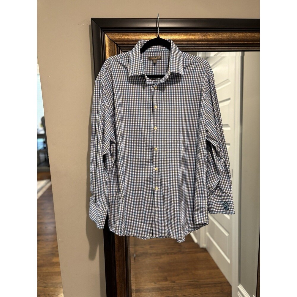 Peter Millar Summer Comfort Button Down Large Jonathan’s Landing Golf Club Blue